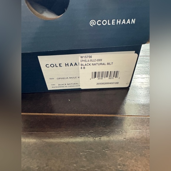 NEW Cole Haan Ophelia Mule 45mm Black Natural Multi Plaid Sz 8B In Box - Picture 10 of 10